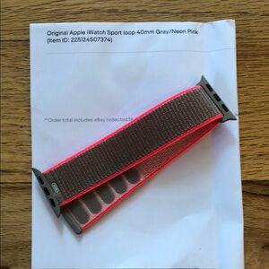 Apple Watch Sport Loop 40mm Gray and Neon Pink